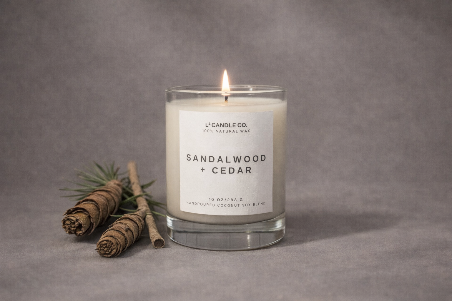 Sandalwood + Cedar • 10 oz Hand Poured Coconut Soy Wax